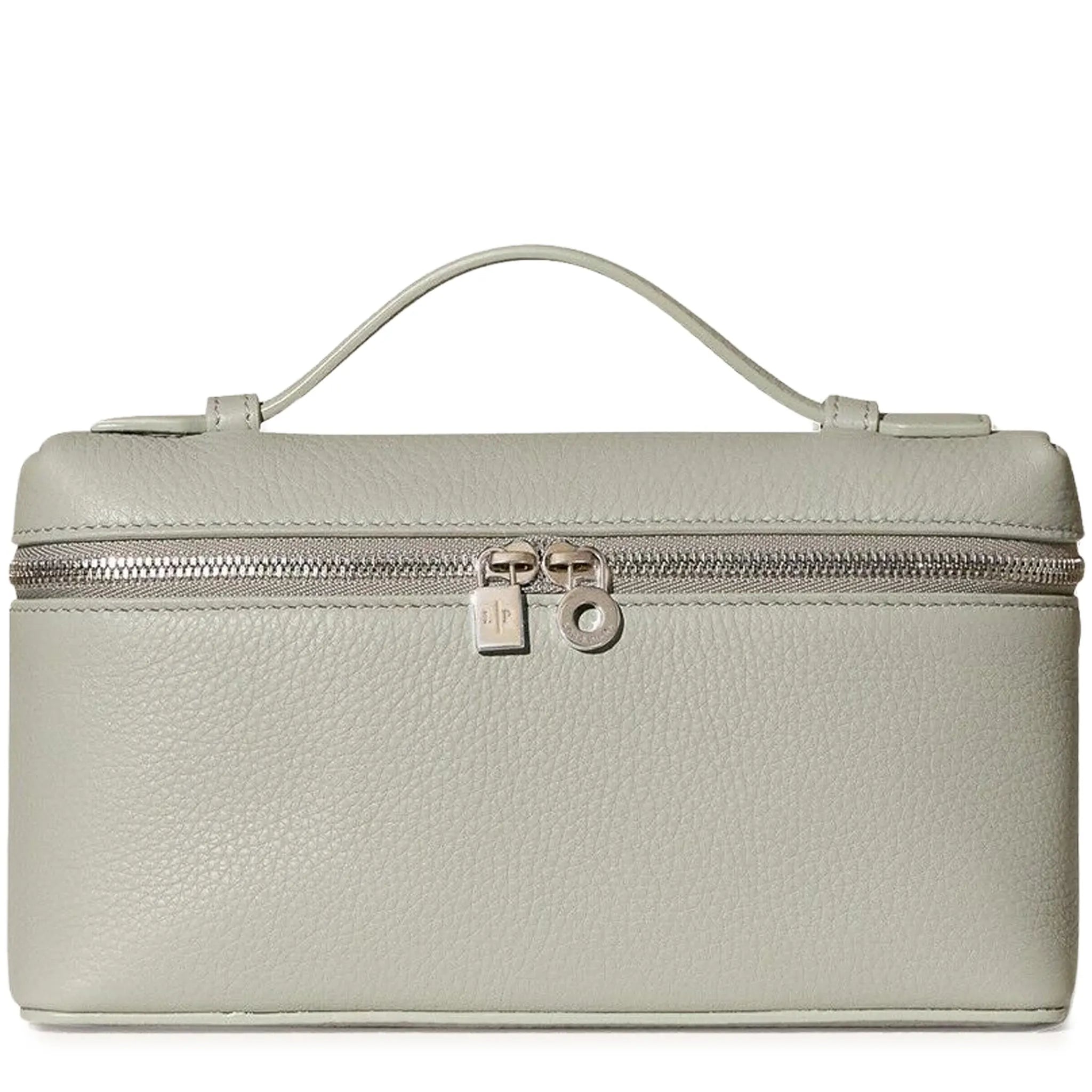 Front View of Loro Piana Extra Pocket L19 Calfskin Eucalyptus Shoulder Bag